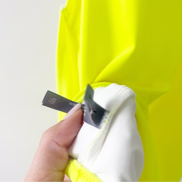 NEW Aerie Neon Yellow V Neck Halter Low Back One Piece Swimsuit - Picture 8 of 10